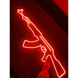 Led AK47 Gun Neon Signs for CSGO Game Room Wall Bedroom Decor Flexible Neon Lights Game Rood Decor Gift