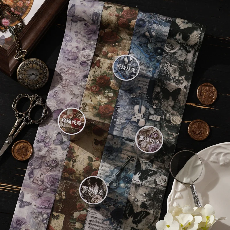 Vintage Palace-Themed Tape Stickers, Retro Royal Patterns (Crowns, Court Dresses) for Hand Account Decor & Scrapbook Layout