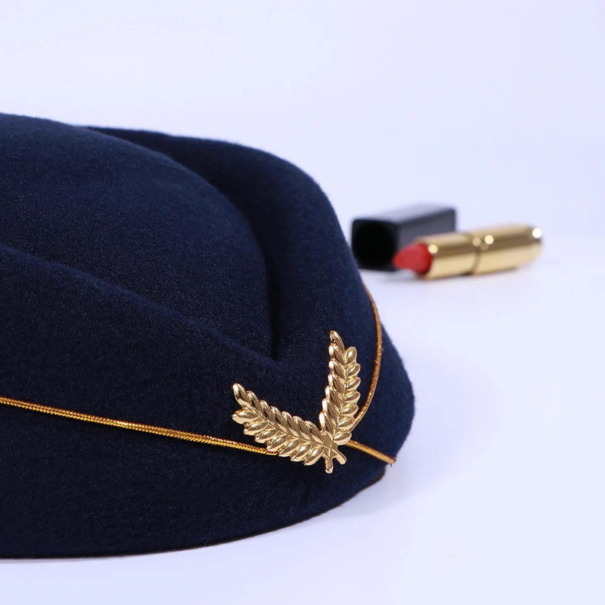 

Air Stewardess Hat Navy Blue Woolen Flight Attendant Cap Size M for Costume Cosplay Performance Party Air Stewardess Hat