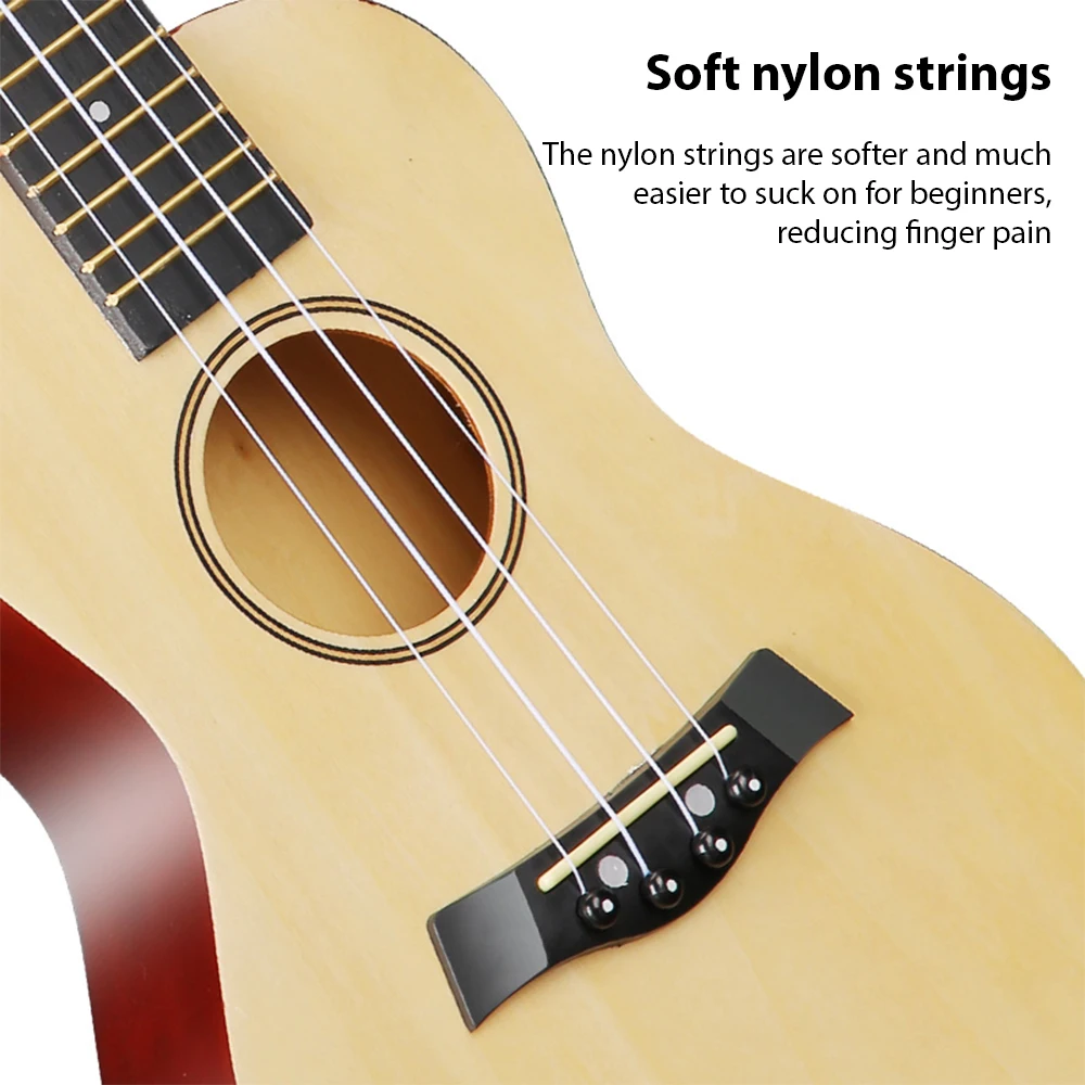 23-inch Ukulele Acoustic Ukulele Kit with Storage Bag Strap Bridge Pin Pitch Shifter Pickup Tuner Cleaning Cloth Basswood