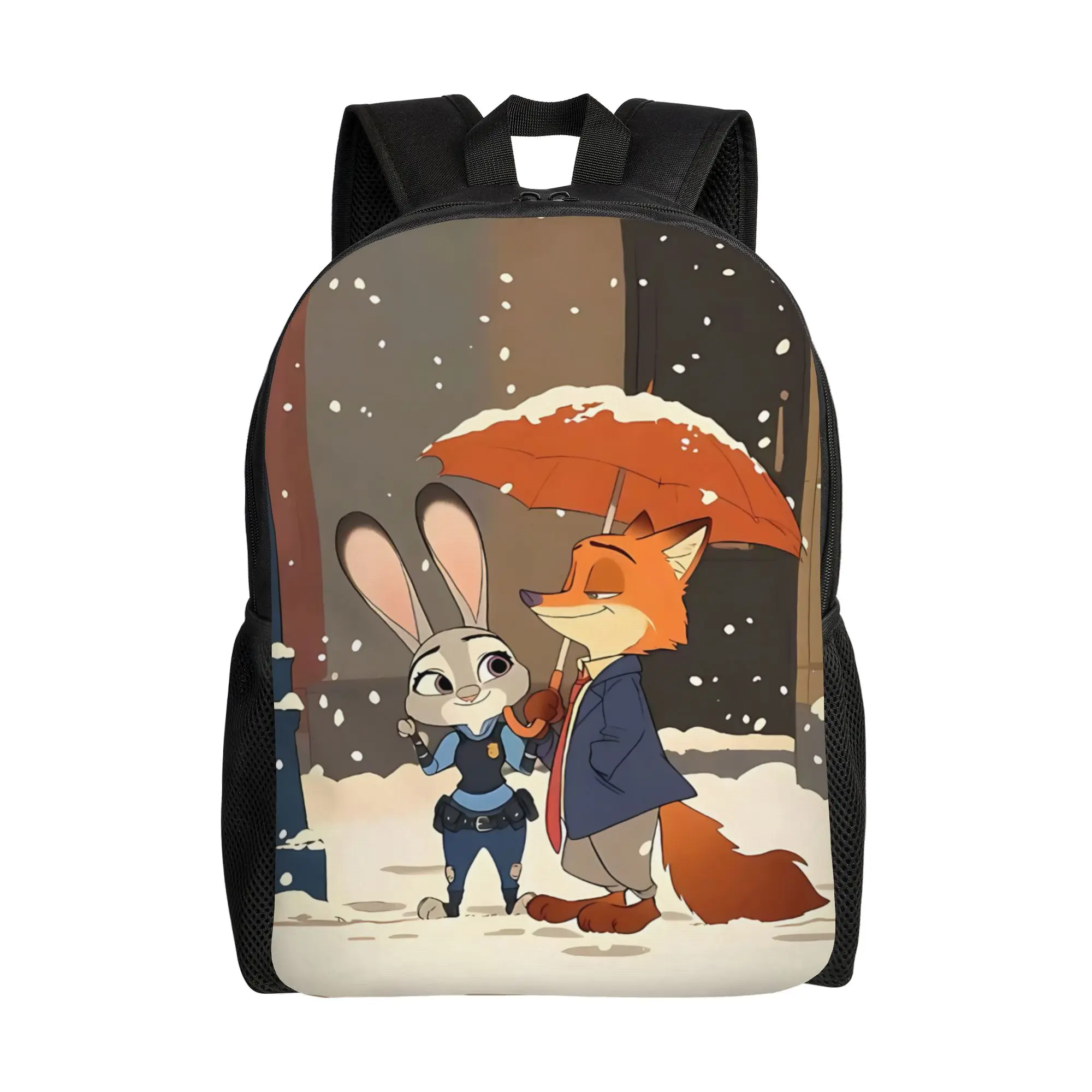 

Рюкзак для первого учебного дня в школе, 1 шт., Disney Zootopia 2, с изображением Джуди и Ника в снегу, портативный, школьный, в стиле ретро, моющийся.