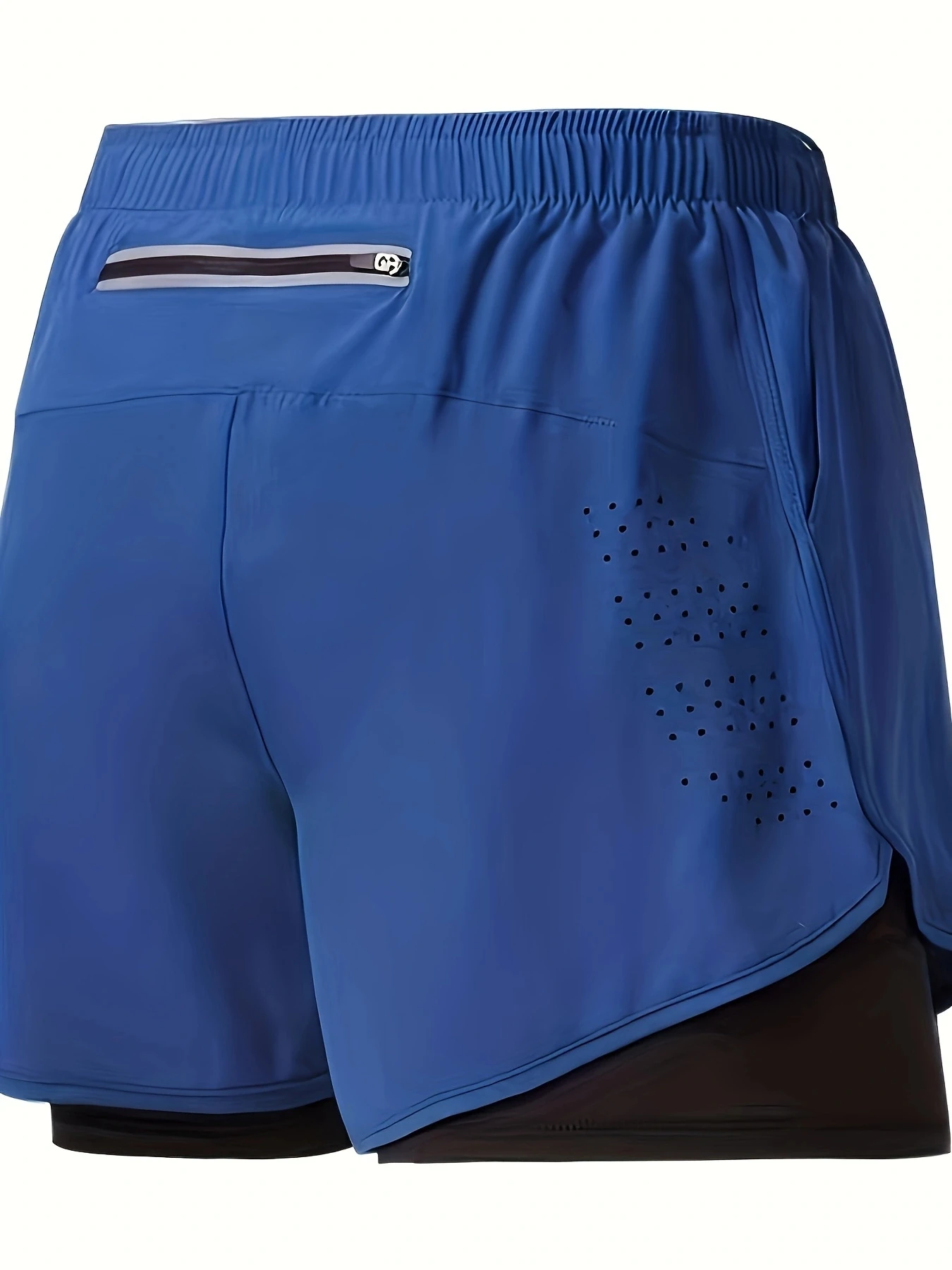 شورت رجالي بحفر ليزر يسمح بمرور الهواء مزيف بطبقتين شورت للجري بسحاب عاكس للصيف بنطال رياضي للرجال والنساء #6