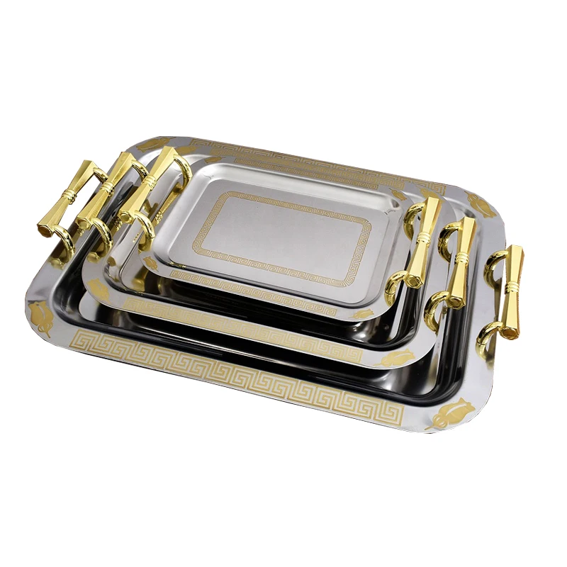 Home Decoration Creative Storage Tray Environmentally Friendly Stainless Steel 410 Snack Plate Rectangle