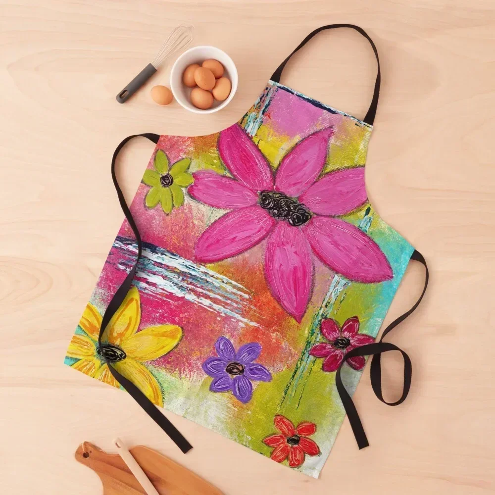 

ABUNDANCE OF FLOWERS - Art by Kathleen Tennant Apron cookings for women Kitchen Apras Man Women's Dresses Art Apron