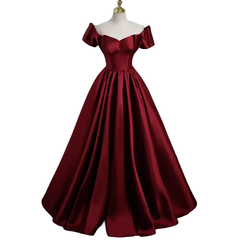 Customized Modern Wine Red Bride Evening Dresses V Neck A Line Women Prom Wedding Party Dress Bridesmaid Vestidos De Noche 2025