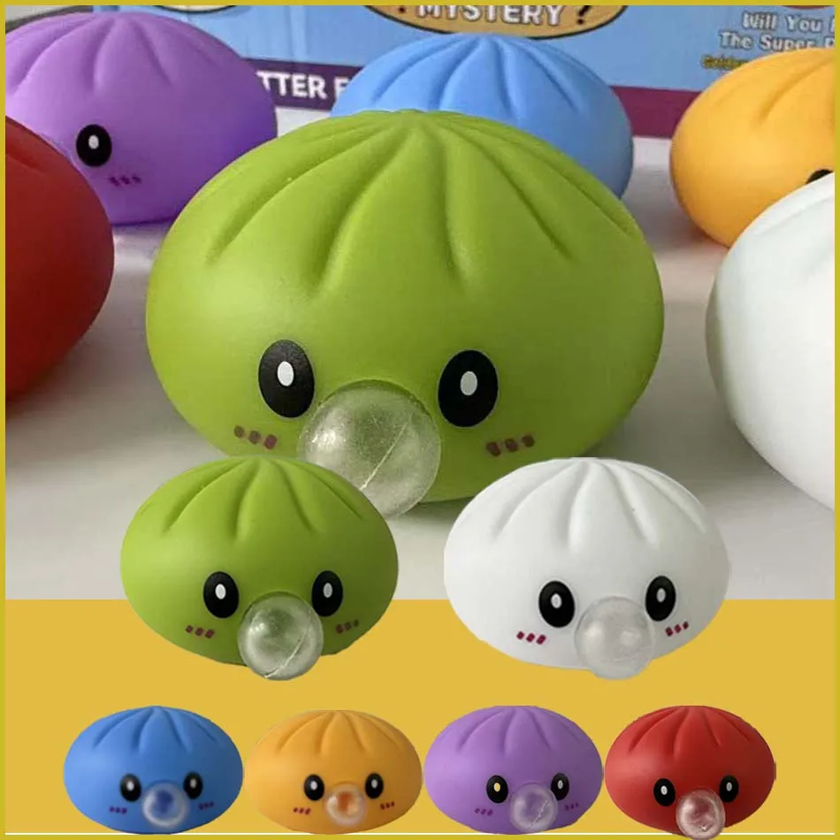 New mini Squishy Dumpling Realistic Bun Sensory Fidget Toys Colored Glitter Steamer Bun Decompression Ball Small Squeezable Toys