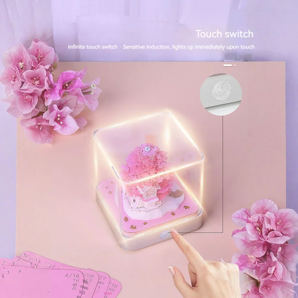 Calendario de Arte de papel 3D 2026 con luces, calendario de escritorio, escultura de calendario artístico para decoración de escritorio de inauguración de la casa de Navidad