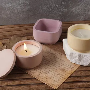 1 set DIY Candle Jar Cetakan Silikon dengan Tutup-Aroma Lilin Jar Membuat Cetakan untuk Resin, Beton, Gypsum-Cetakan untuk Kerajinan Rumah 12 cetakan toples penjualan terbaik - №