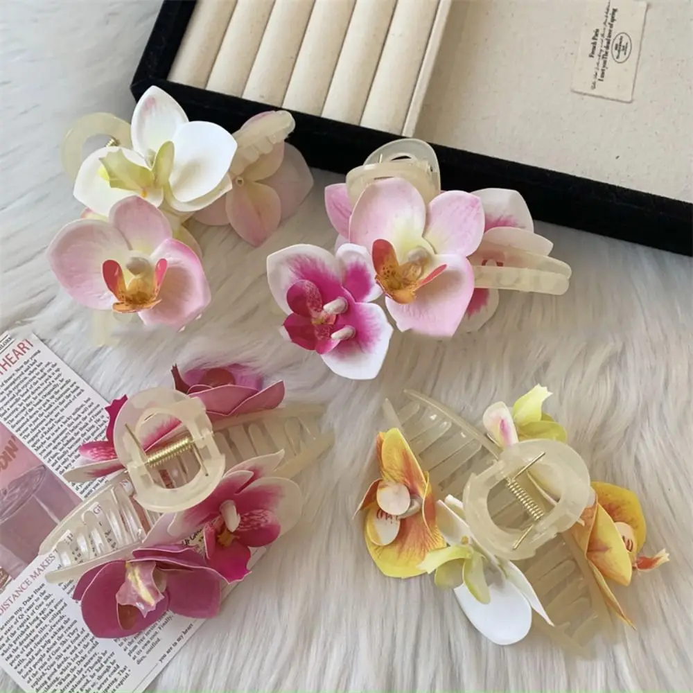 

Spring Super Fairy Orchid Flower Hair Claw Ponytail Clip Hair Clip Summer Vacation Photo Headwear Shark Clip Hair Accessories