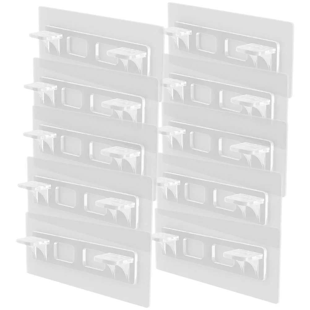 

10pcs Transparent Support Pegs Adhesive Cabinet Holders Waterproof Heavy Duty Nail-Free Floating Brackets Household Storage