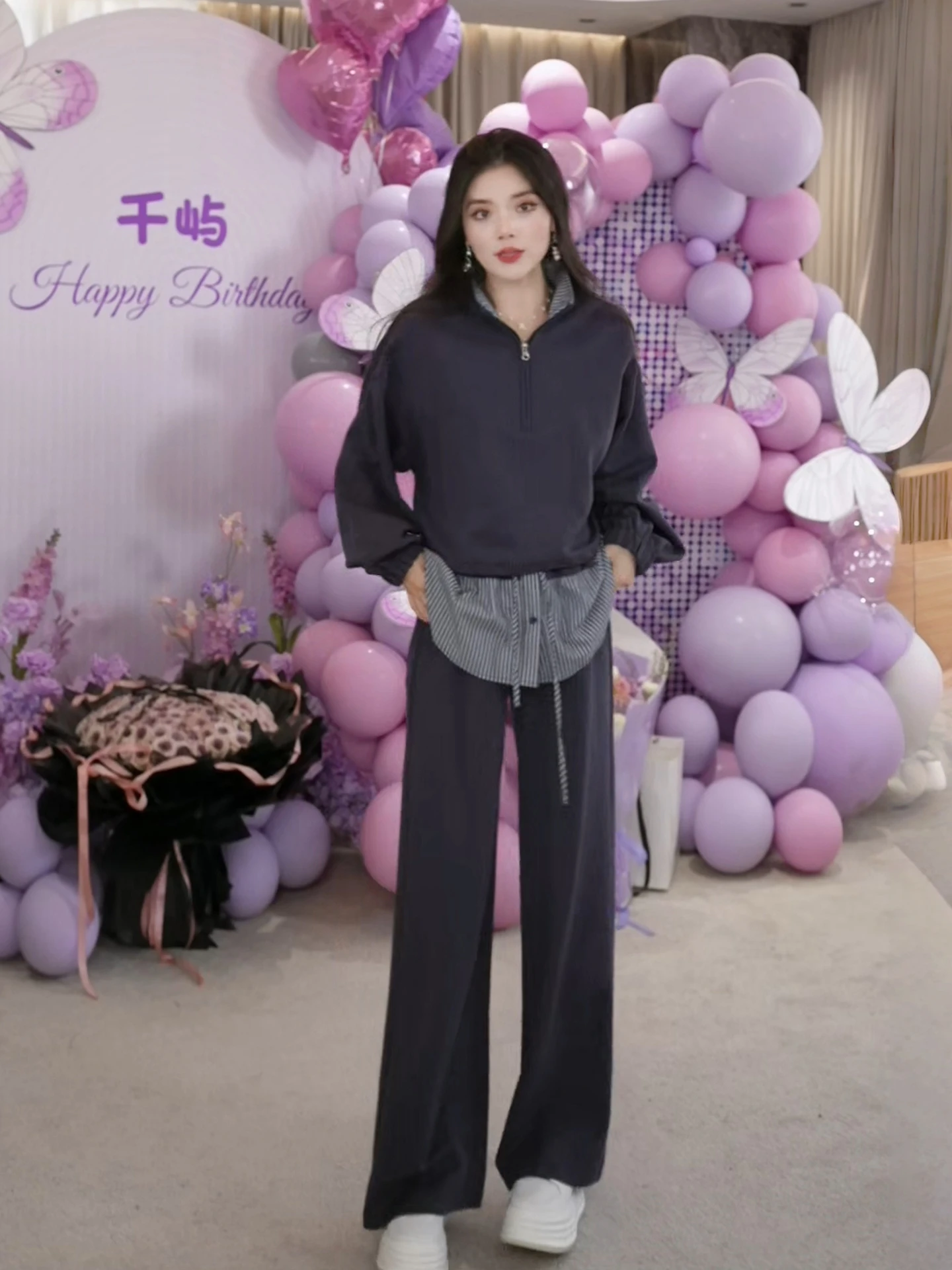 

Spring New Women's High Waist Striped Long Sve f Zipper Pantsuit by LA eila Faionable Busin Workwear Ensemble