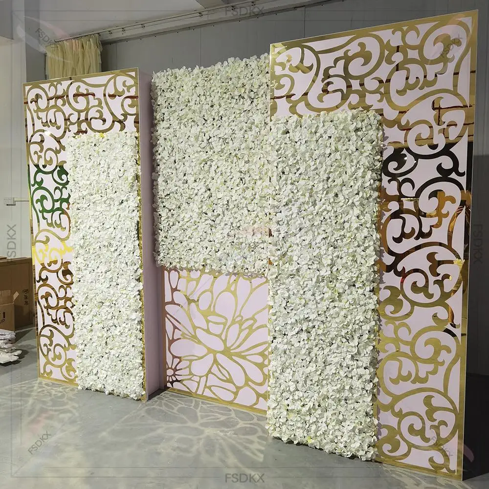 

FSDKX PVC Acrylic Background Large Size Luxury Flower Wedding Event Decoration Stage Background Suitable for Party Event Stage