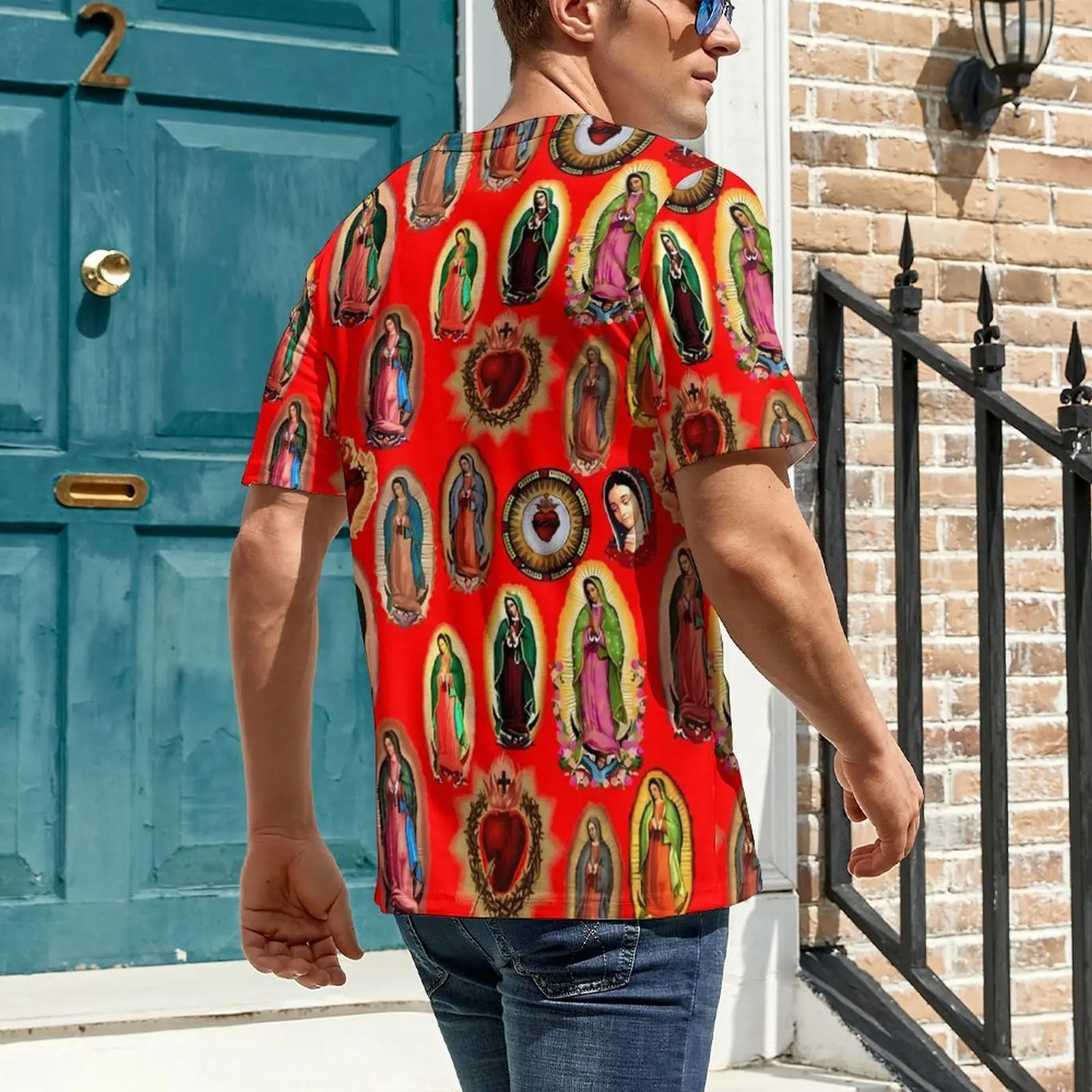 Summer T Shirt Virgin Mary T Shirts Our Lady of Guadalupe Casual Popular Tees For Men Short-Sleeve Design Oversized Tops
