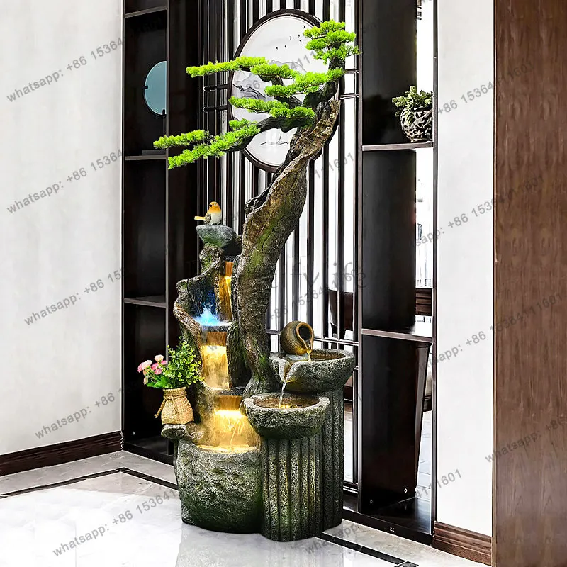 Welcome pine, flowing water fountain lucky ornament, atomization humidification arrangement decoration