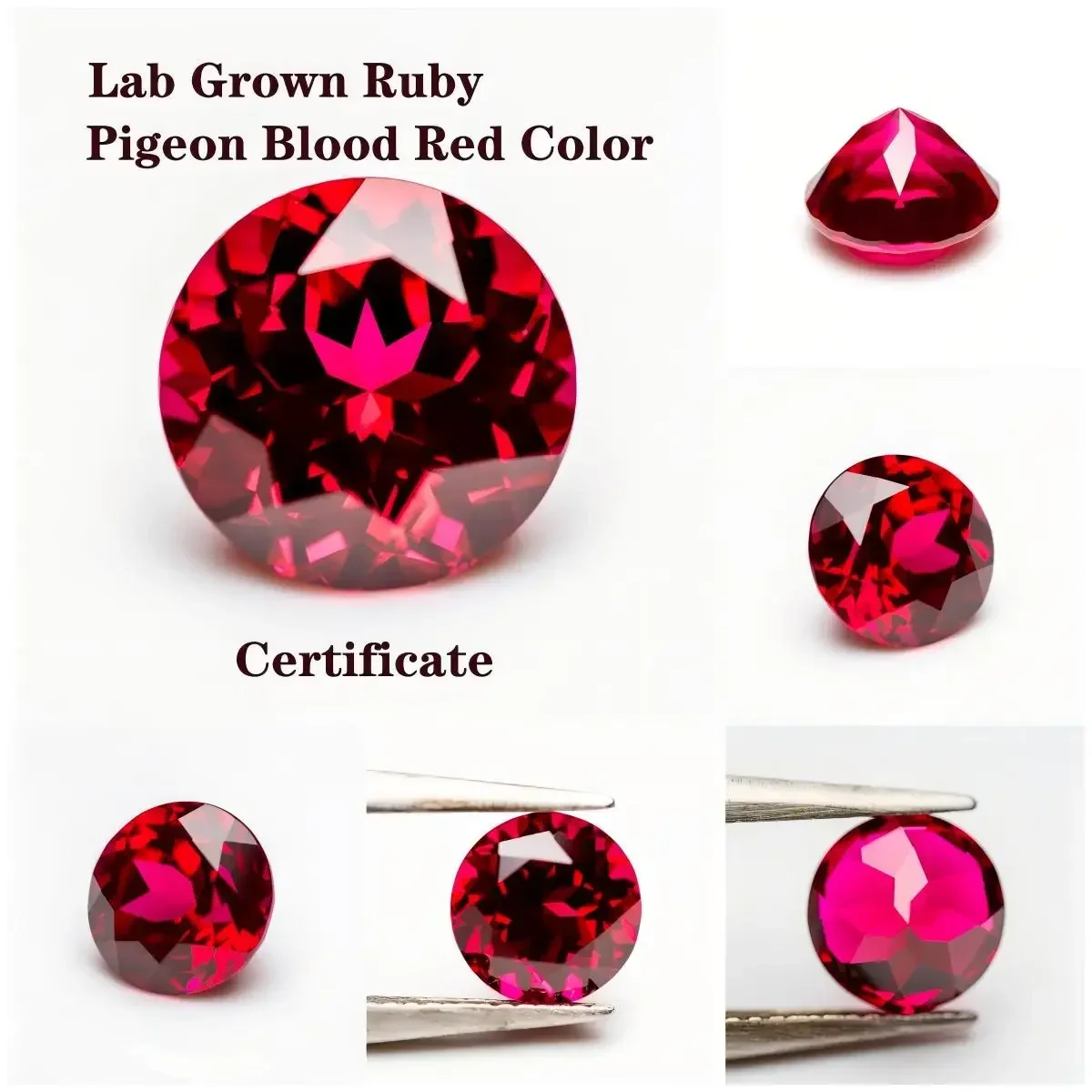 

Круглая форма, голубь, кроваво-красный рубиновый цвет, лабораторные рубиновые очаровательные бусины для изготовления ювелирных изделий своими руками, материалы для колец с сертификатом