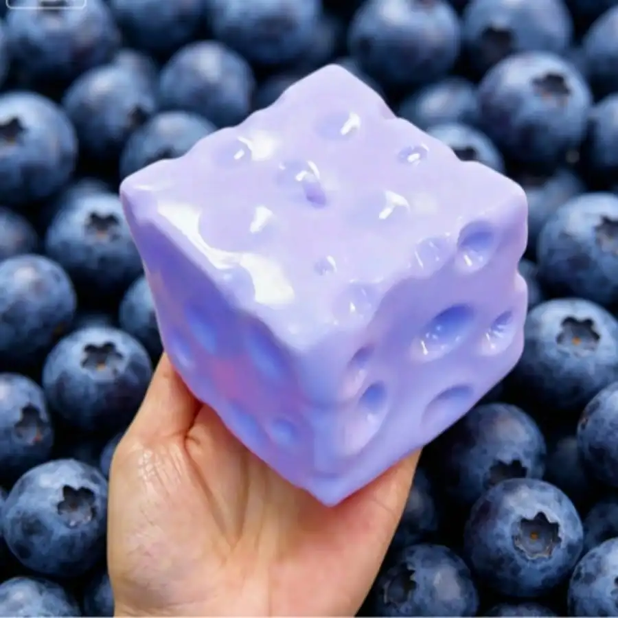 Giant Blueberry Cheesecake Squishy Toy Soft Slow Rebound Texture Stress Relief Squeezy Ball Finger Pressure Relief Squeezy Toy image 6