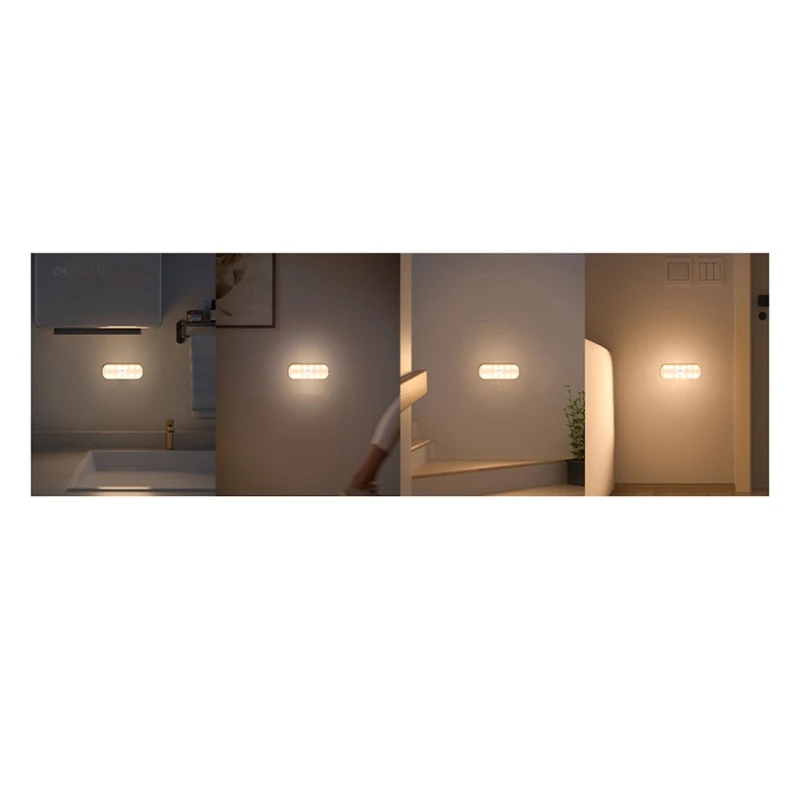 Luz LED nocturna con Sensor de movimiento, luces de pared blancas para armario, luces de escalera, activadas por movimiento, 2 piezas