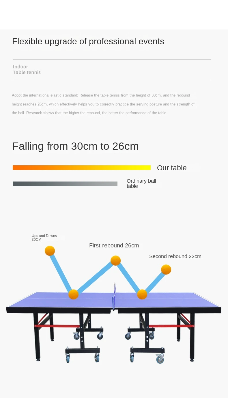 طاولة تنس داخلية عالية المرونة وقابلة للطي دقيقة للمواصفات القياسية الوطنية #4