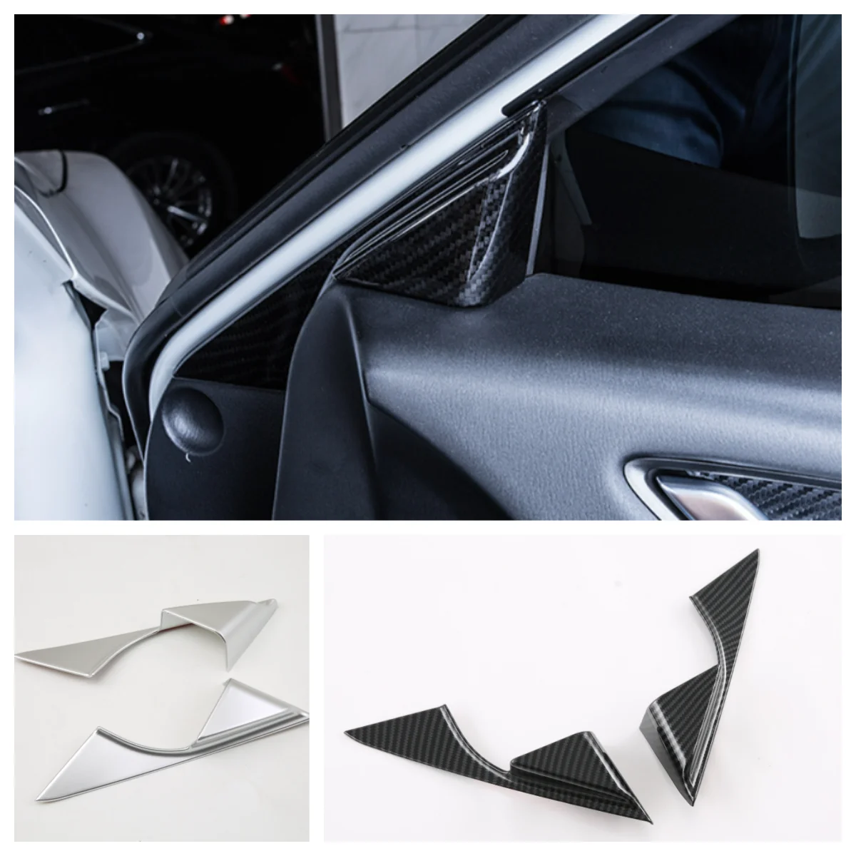 

For Mazda 6 Atenza 2017 2018 2019 Interior Accessories Carbon Fiber Look ABS Chrome Car Pillar A Stereo Cover Trim