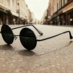 Dokly New Fashion show style glasses real Polarized sunglasses vintage sunglass round sunglasses UV400 Black lens