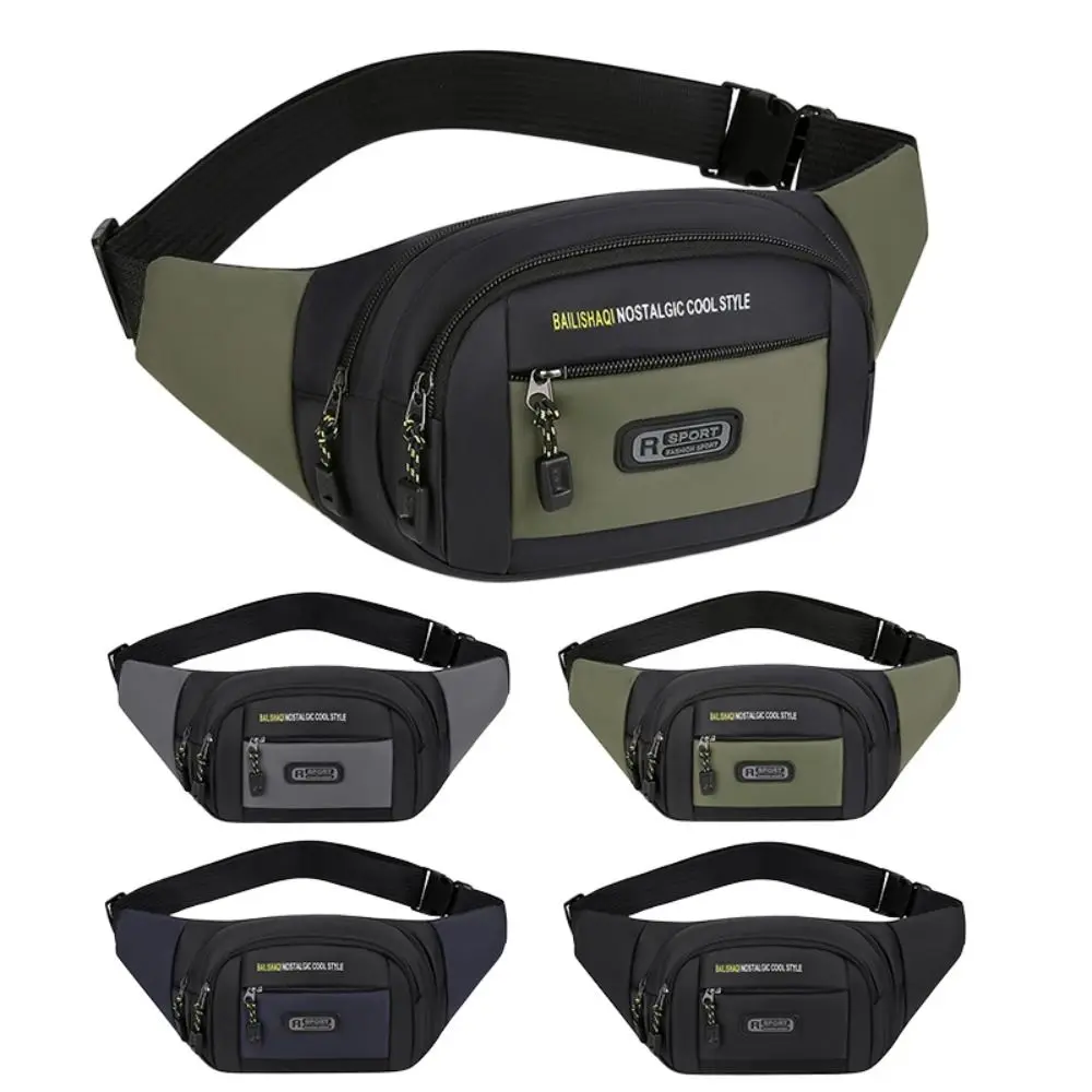 Oxford Men Waist Bag Anti-theft Multi-layer Sports Mobile Phone Bag Large Capacity Business Cashier Wallet Chest Bag