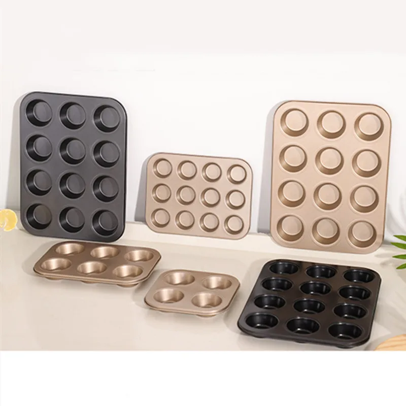 4/6/12 Cup Cupcake Pan Muffin Tray Cupcake Mold Muffin Pan Carbon Steel Baking Pan Non Stick Bakeware Biscuit Pan Microwave Cake