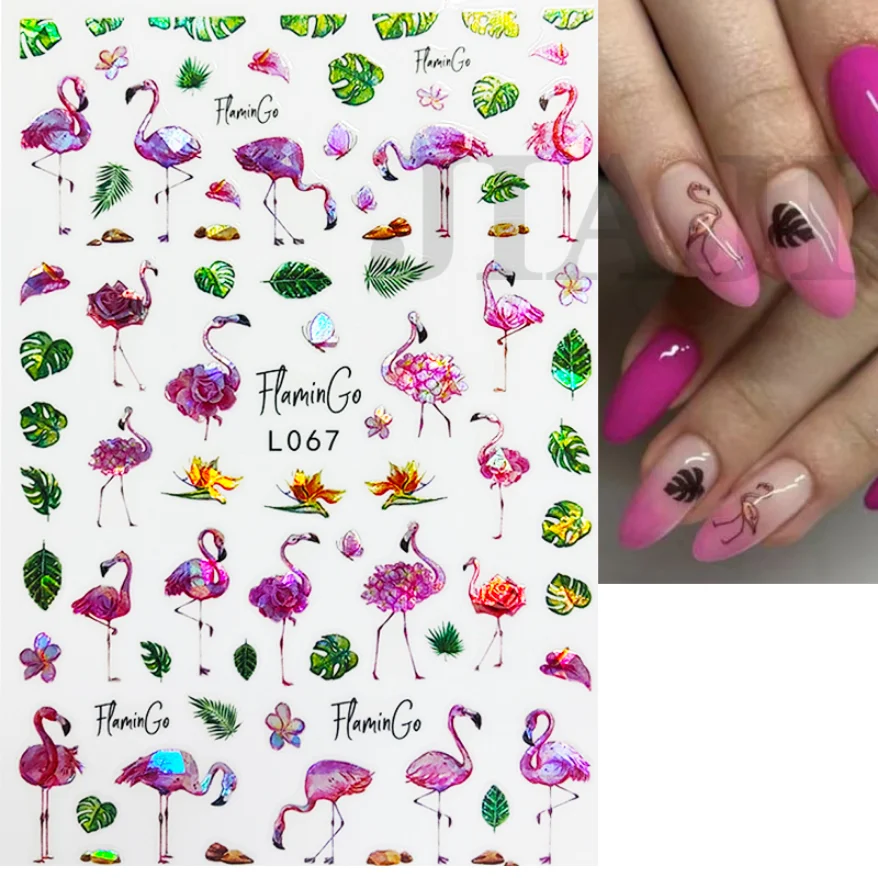 3D Eye Mushroom Nail Sticker Laser Shining Adhesive Stickers for Nails Lip Flowers Nail Art Decoration Aurora Silver Design