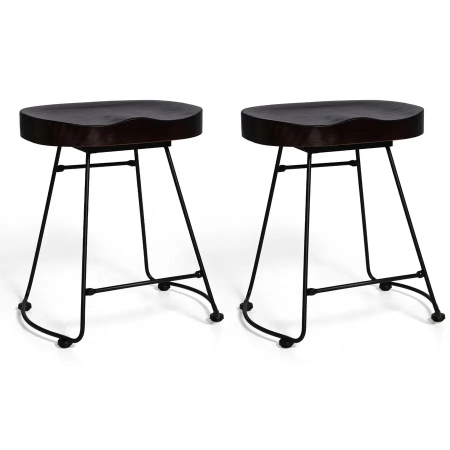 

19.3Height,Hump Surface,Fully Welded Set of 2 Industrial Vintage Rustic Breakfast Dining Stool, Farmhouse Dining Chair Counter S
