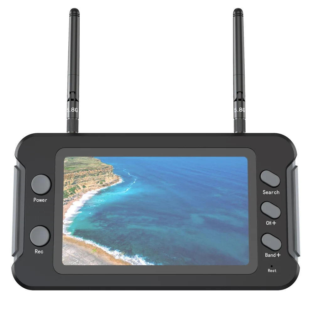 

5,8G FPV-монитор с DVR 40CH 4,3-дюймовый ЖК-дисплей 16:9 NTSC/PAL Автоматический поиск Запись видео RC FPV Мультикоптер