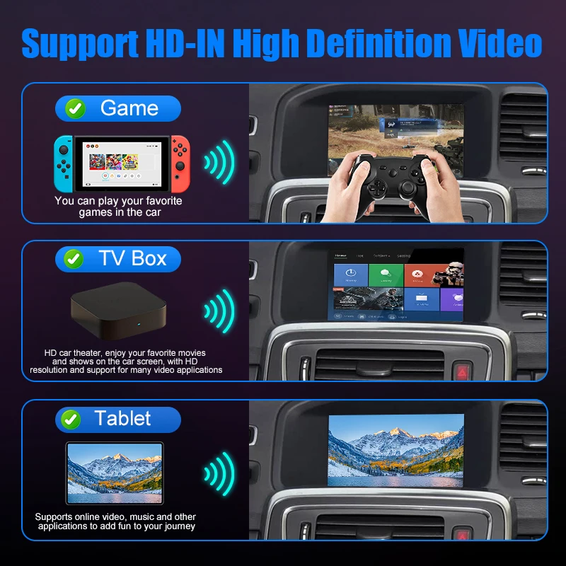 CarPlay اللاسلكي لفولفو 7 ''S60 S80 XC60 V60 V40 S60L 2015-2019 سيارة اللعب أندرويد صندوق السيارات مرآة الرؤية الأمامية كاميرا خلفية