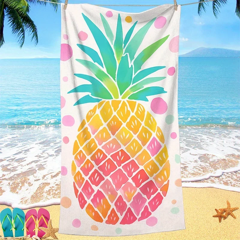 

Beach Towel Pineapple And Colorful Dots Pattern Sun Protection And Windproof Suitable For Swimming Pool Camping Travel Blanket