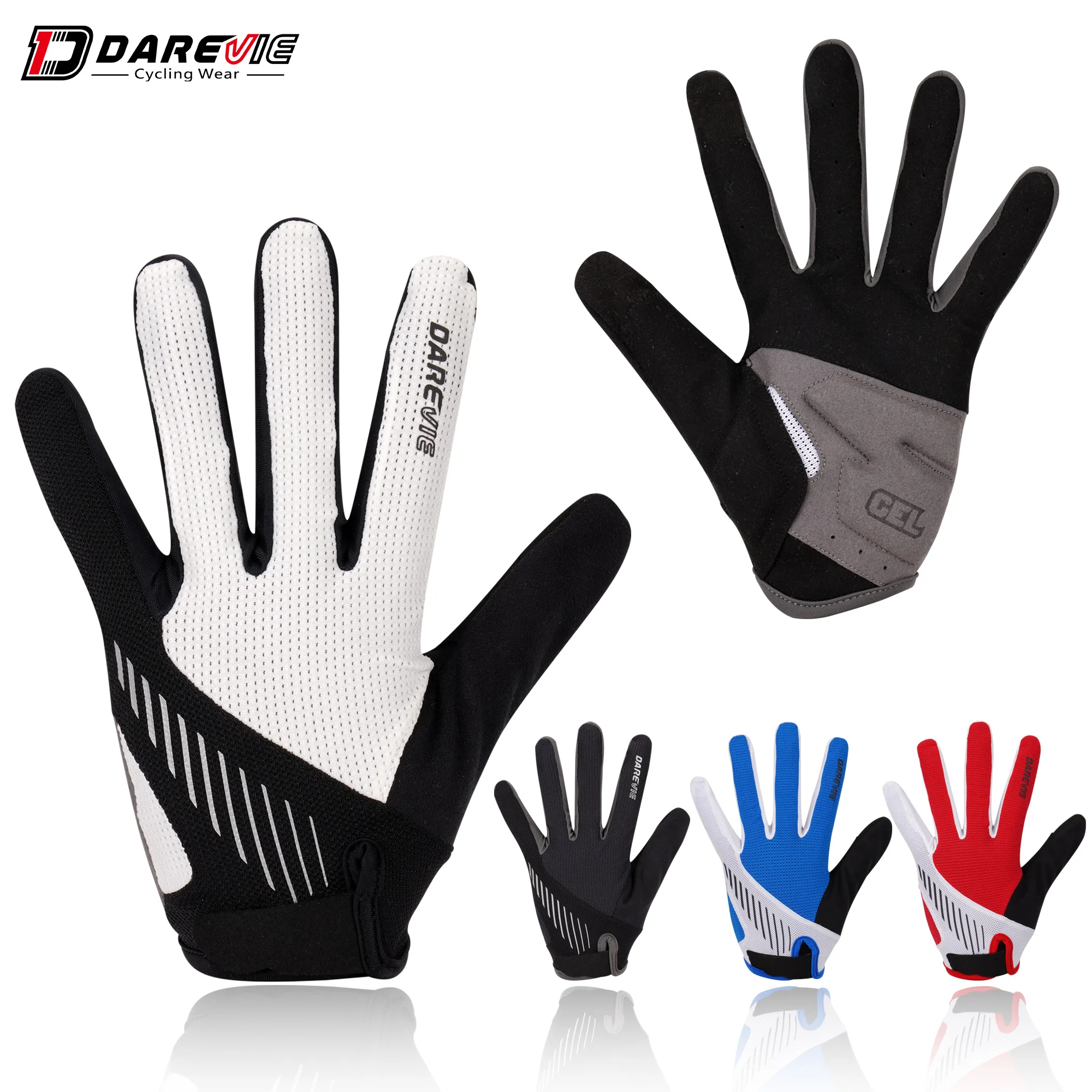 DAREVIE-guantes de ciclismo para hombre y mujer, manoplas de dedo completo con almohadilla de Gel importada de Taiwán, a prueba de golpes,