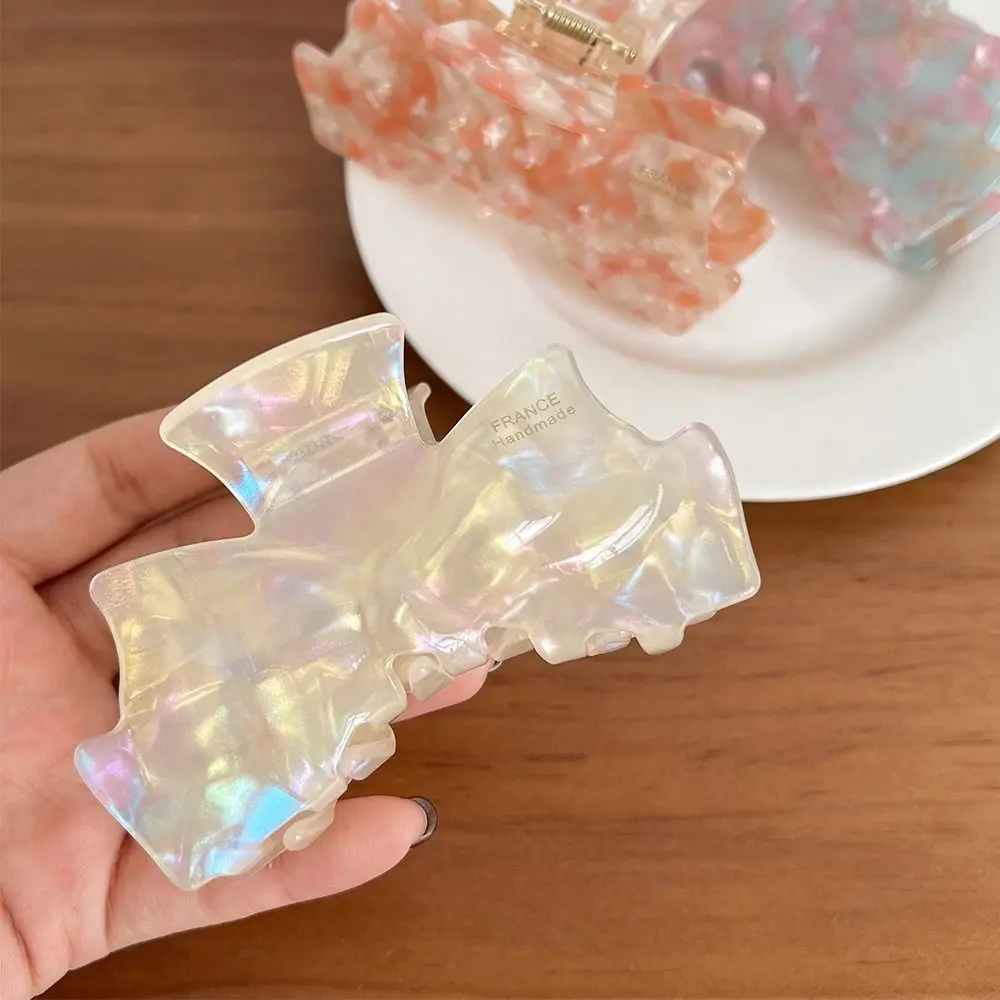

Geometric Retro Bow Acetate Hair Claw Hair Clip Headwear Solid Color Shark Clip Hairpin Geometry Korean Style Shark Clip