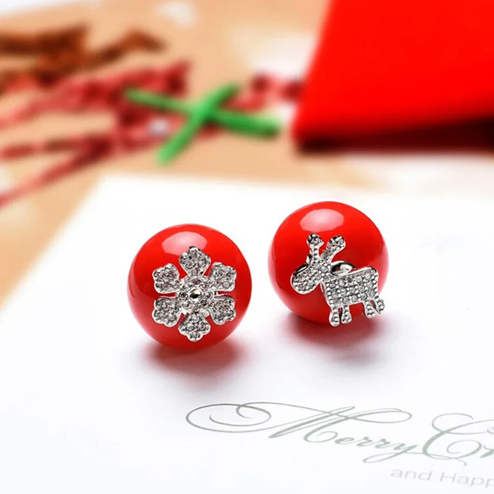 ABOOFAN 1 пара стерлингового серебра 925 пробы, снежинки, рождественские рога, ювелирные изделия, подарок, белые циркониевые серьги с животными для женщин