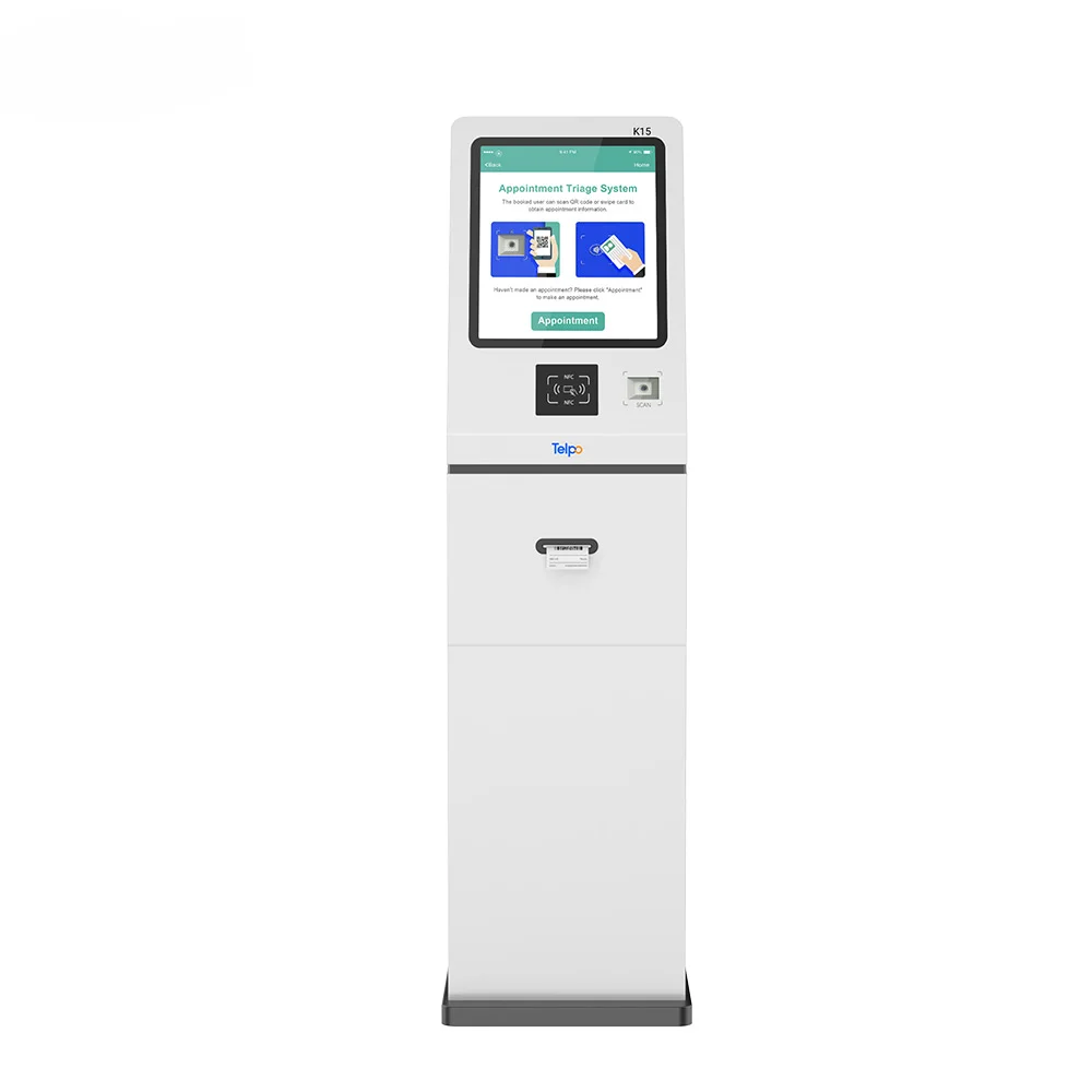 K15 standalone ticket queue management system kiosk machine for hospital