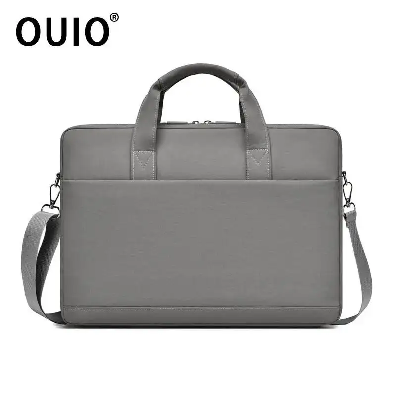 OUIO Minimalist Laptop Handbag 13-15.6 Inch Shockproof Notebook Shoulder Bag Portable Office Computer Messenger Bag Men Women