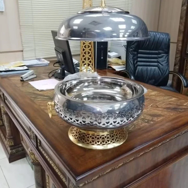 

Hotel Restaurant Silver Gold Hot Pot Luxury Style, Food Heater Wedding Buffet Food Hot Pot Commercial Kitchen