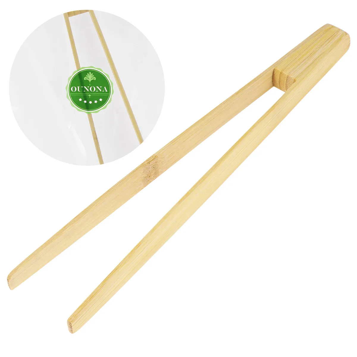 Premium Bamboo Kitchen Tongs Ergonomic Grip Heat Resistant Toaster Tongs for Toast Bagel Muffins Grilling Meat Baking Cooking view 4