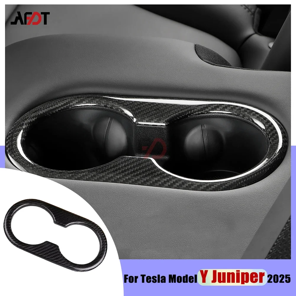

AFDT Carbon Fiber Car Center Console Rear Cup Holder Frame Cover Interior Accessories for Tesla Model Y Juniper 2025