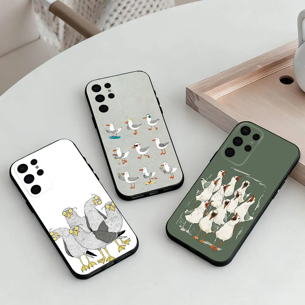 F-Funny Seagull  Phone Case For Samsung S25,S24,S21,S22,S23,S30,Ultra,S20,Plus,Others Soft Black Case