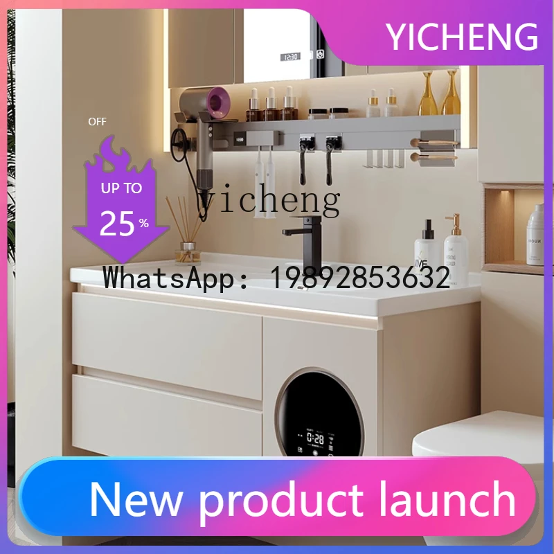 XX  washing and drying integrated bathroom cabinet with small washing machine, hand washing and face  ceramic basin