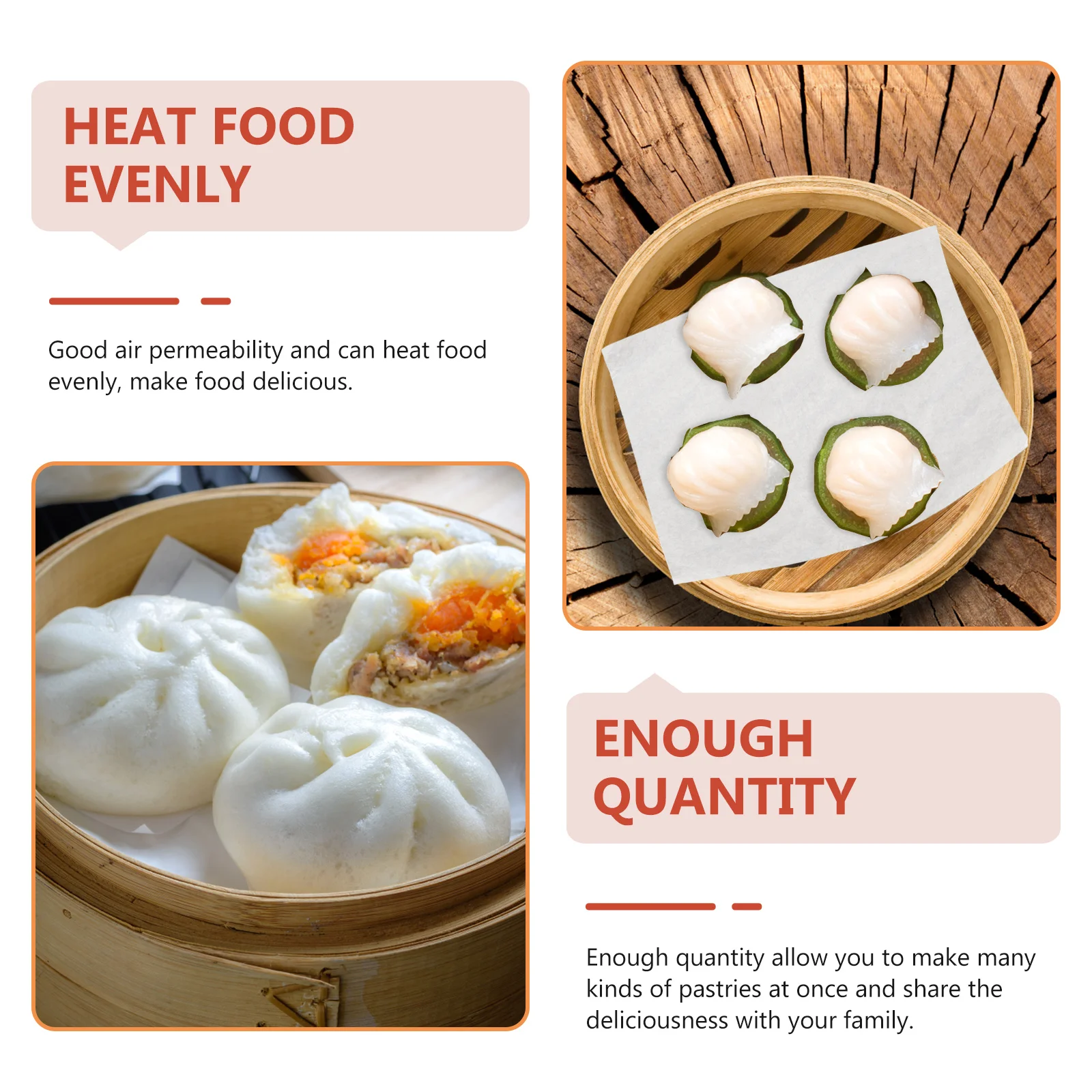 

500pcs Baking Parchment Paper Steamer Liners Non-Sticky Reusable Kitchen Steamer Paper Mat White Premium for Steaming
