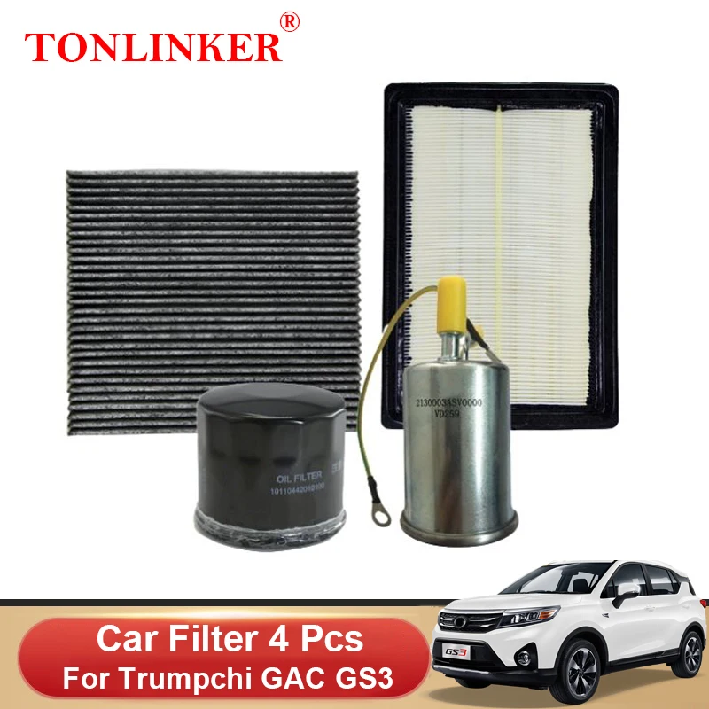 TONLINKER Car Cabin Air Filter Oil Filter Fuel Filter For Trumpchi GAC GS3 2021 2022 1.5MT 1.5AT 1.3AT Car Accessories 1Pcs/4Pcs