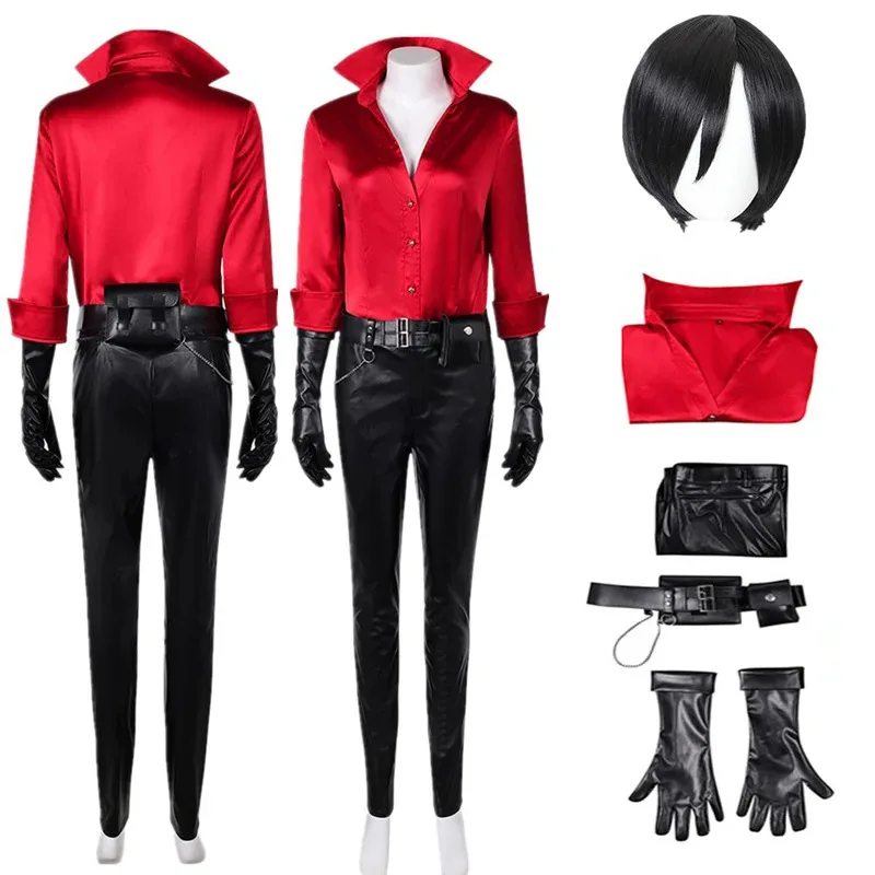เอวิล อาด้า หว่องคอสเพลย์เครื่องแต่งกายเข็มขัดถุงมือวิกผมแฟนตาเซียเกมผู้อยู่อาศัยเสื้อกางเกงชุดเครื่องแบบฮาโลวีนปาร์ตี้คาร์นิวัลชุด