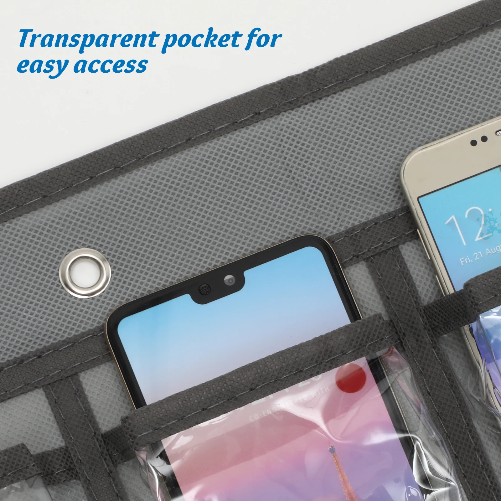 

12PCS Foldable Non Woven Phone Pouch Wall Hanging Storage Bag Metal Classroom Dorm Cell Phones Small Calculators