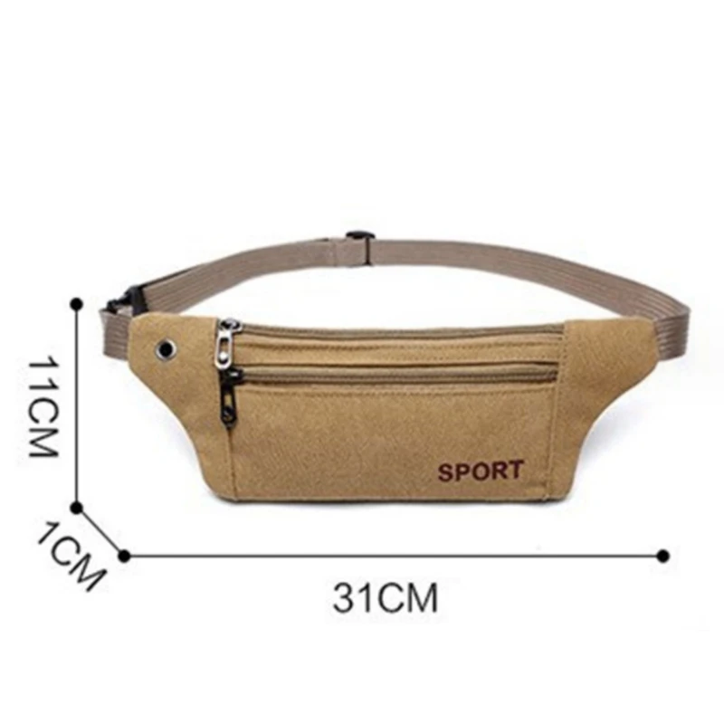 Riñonera de lona para hombre, bolso de pecho deportivo con múltiples compartimentos, Bolso pequeño de tela para teléfono móvil, bolso de Fitness, billetera multifuncional