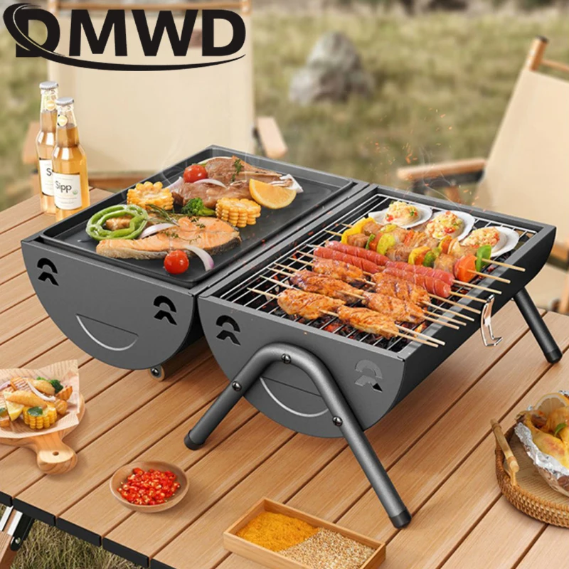 

Outdoor Barbecue Stove Portable BBQ Charcoal Grill Oven Multifunctional Carbon Furnace BBQ Steak Frying Pan Camping Grill Rack