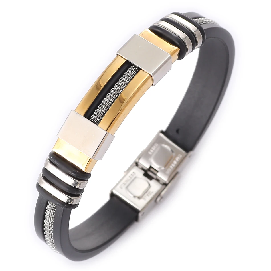 Match-Right Men\'s Leather Bracelets Metal Bracelet Cuff for Men Stainless Steel Bracelets Smooth Bangles Men\'s Wristband BR012