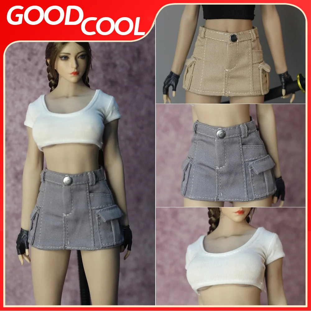 In Stock DMTOYS 1/6 Scale Female Soldier White Top Sexy And Charming Hip Hugging Skirt For 12 inch Action Figure Body Dolls