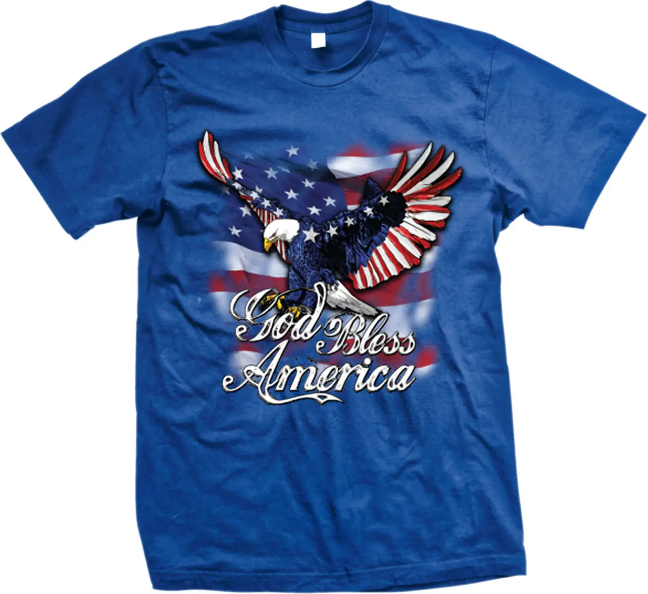 God Bless America. Patriotic American Flag Bald Eagle T-Shirt 100% Cotton O-Neck Short Sleeve Casual Mens T-shirt Size S-3XL